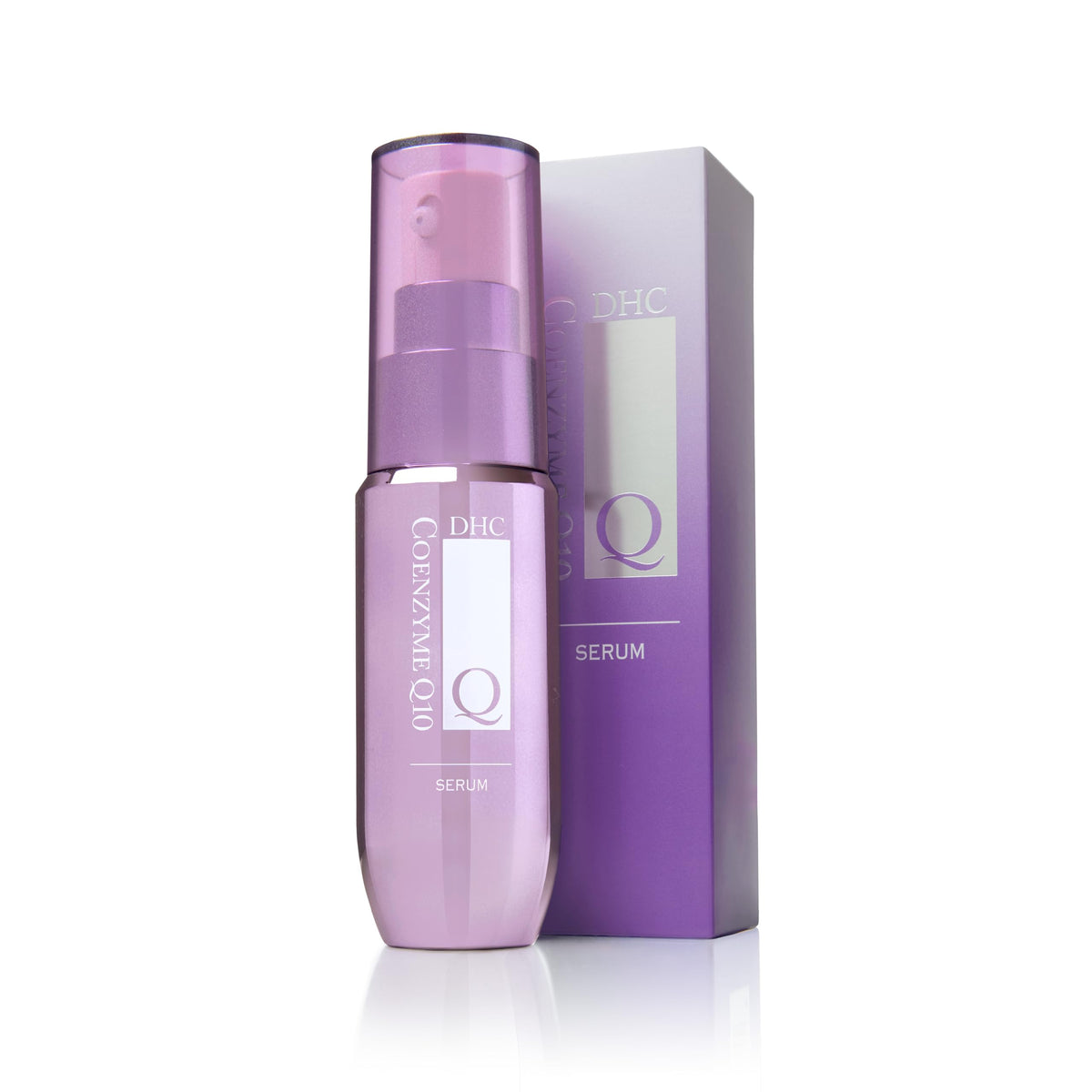 DHC CoQ10 serum on bathroom shelf suggesting daily routine and shelf-stable packaging