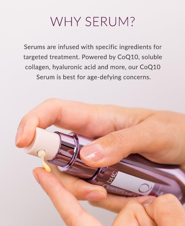 DHC CoQ10 serum translucent gel texture close-up showing lightweight hydration