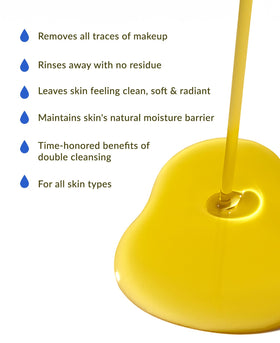 DHC cleansing oil in hand demonstrating easy application and coverage