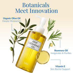DHC label ingredients detail spotlighting olive-derived oil and vitamin E benefits
