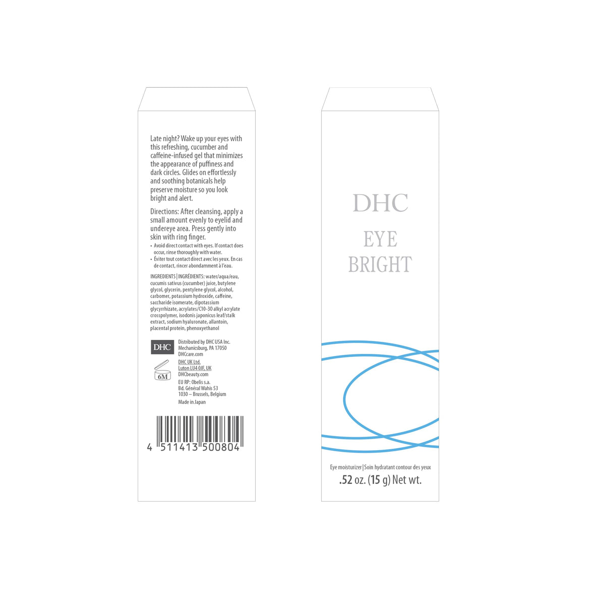 DHC Eye Bright in a morning vanity scene illustrating layering under makeup