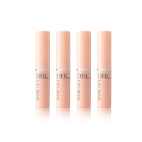 DHC lip cream front packaging showing four travel-size sticks for reliable moisture