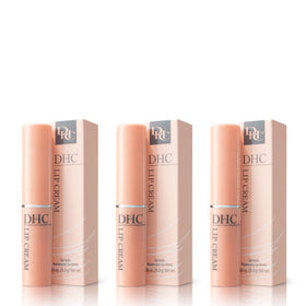 DHC lip cream applied on model lips showing hydrated natural finish