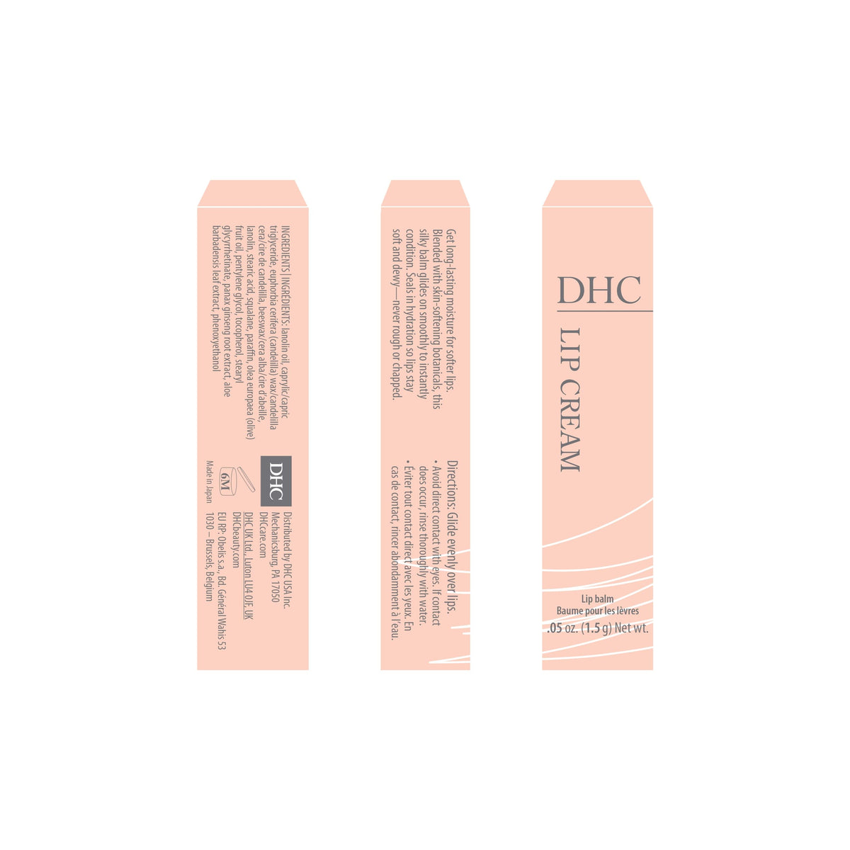 DHC lip cream next to a coin for size comparison showing travel friendly