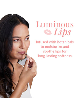DHC lip cream tube close-up displaying smooth balm surface and easy application
