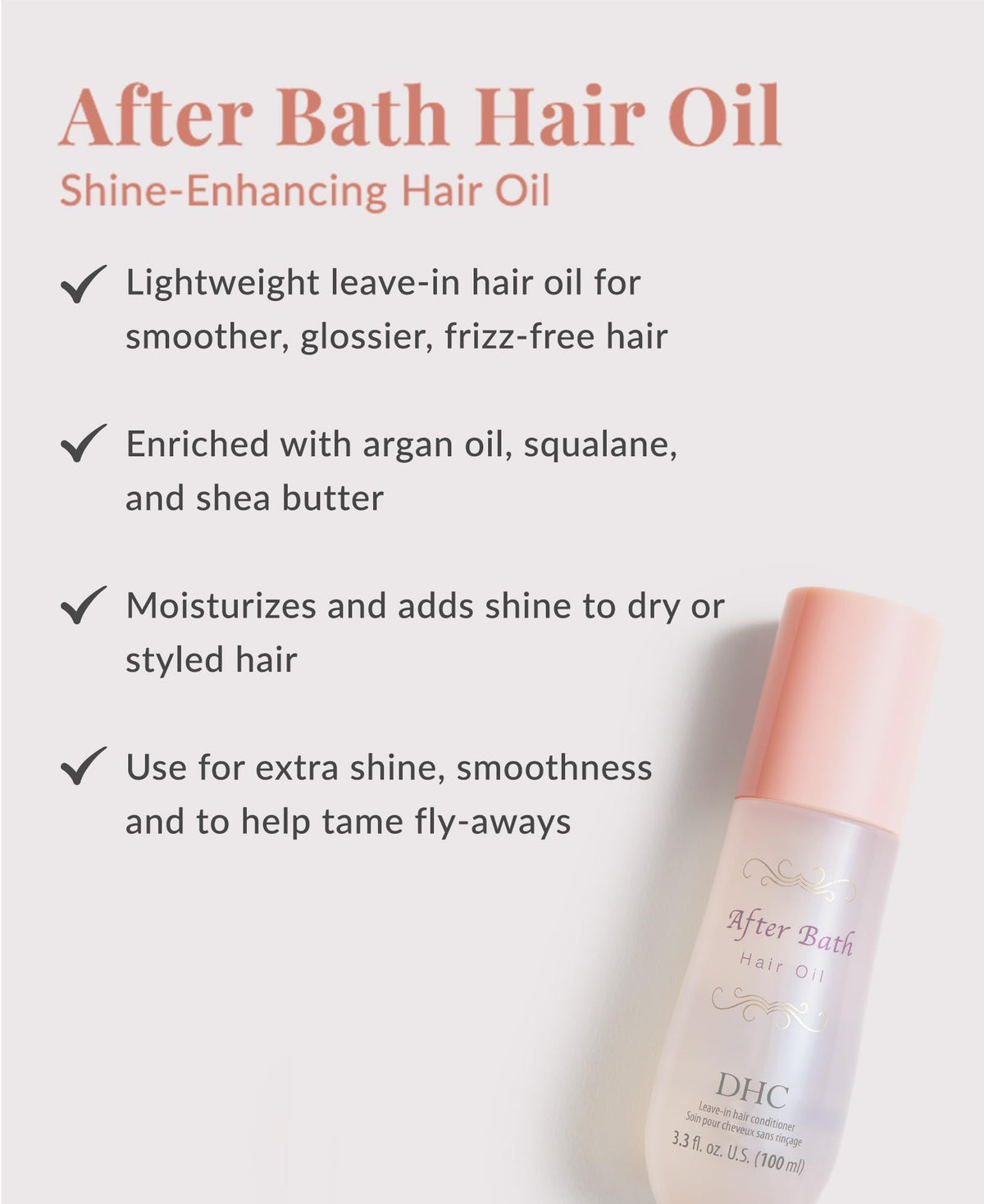 DHC oil texture on hand highlighting lightweight, quick-absorb benefit