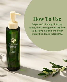 DHC cleansing oil in hand demonstrating silky, spreadable feel