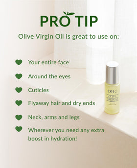 DHC Olive Virgin Oil being applied on hand showing quick hydration