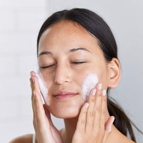DHC foaming lather in hand demonstrating effective cleansing foam