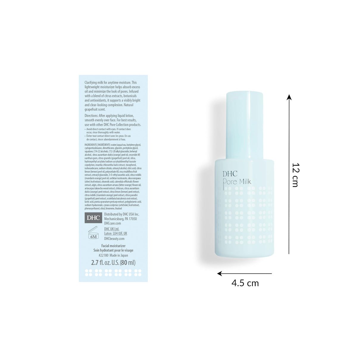 DHC Pore Milk dispensing pump with milky drop showing easy application