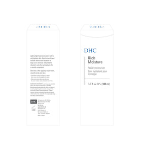 DHC Rich Moisture olive oil ingredient display showing antioxidant benefit