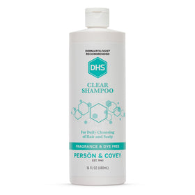 DHS clear shampoo front packaging showing bottle and brand for clear gentle cleanse