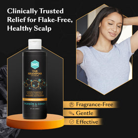 DHS coal tar shampoo lather close-up showing gentle clarifying texture