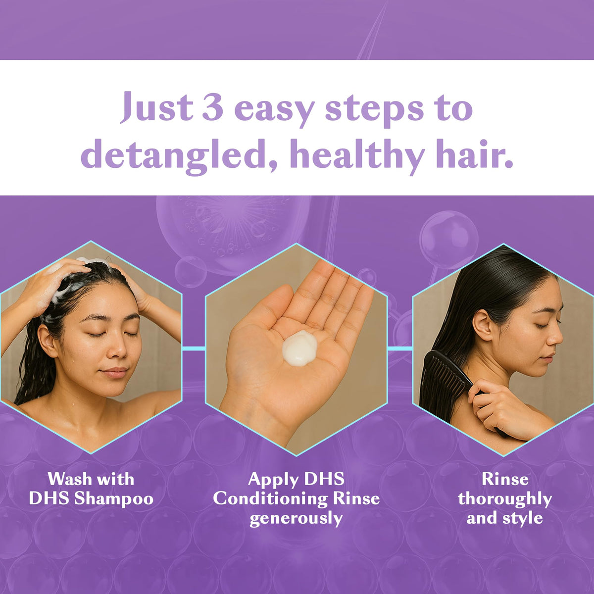 DHS creamy conditioner texture swirled to show lightweight hydration