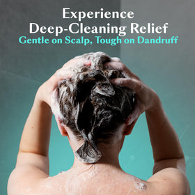 DHS lather on scalp showing cleansing action against flakes
