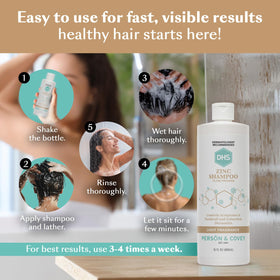 DHS zinc shampoo in bathroom setting showing everyday routine integration benefit