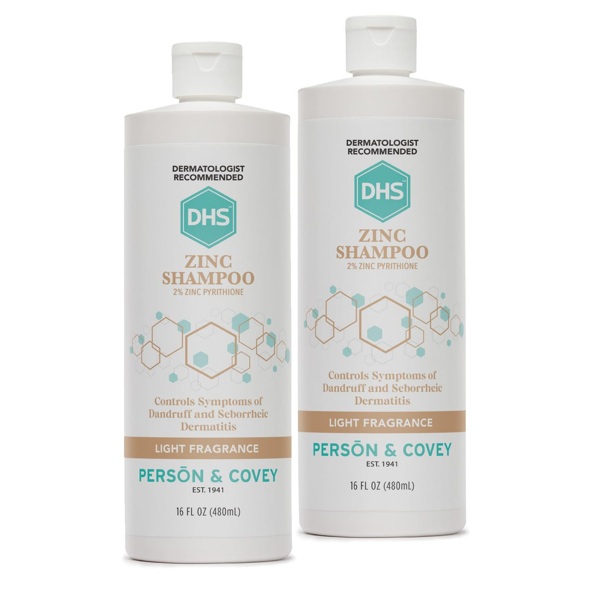 DHS zinc shampoo front bottles pack of 2 showing size and design for convenience