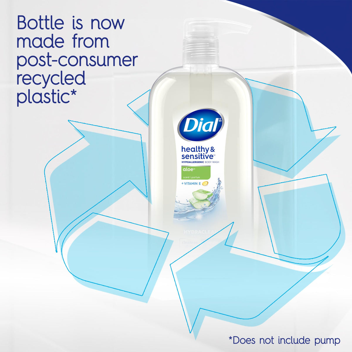 Person dispensing Dial body wash from pump for quick and convenient cleansing