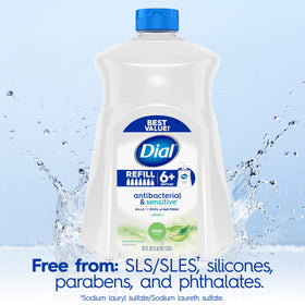 Dial pouring refill into dispenser demonstrating simplified refill process