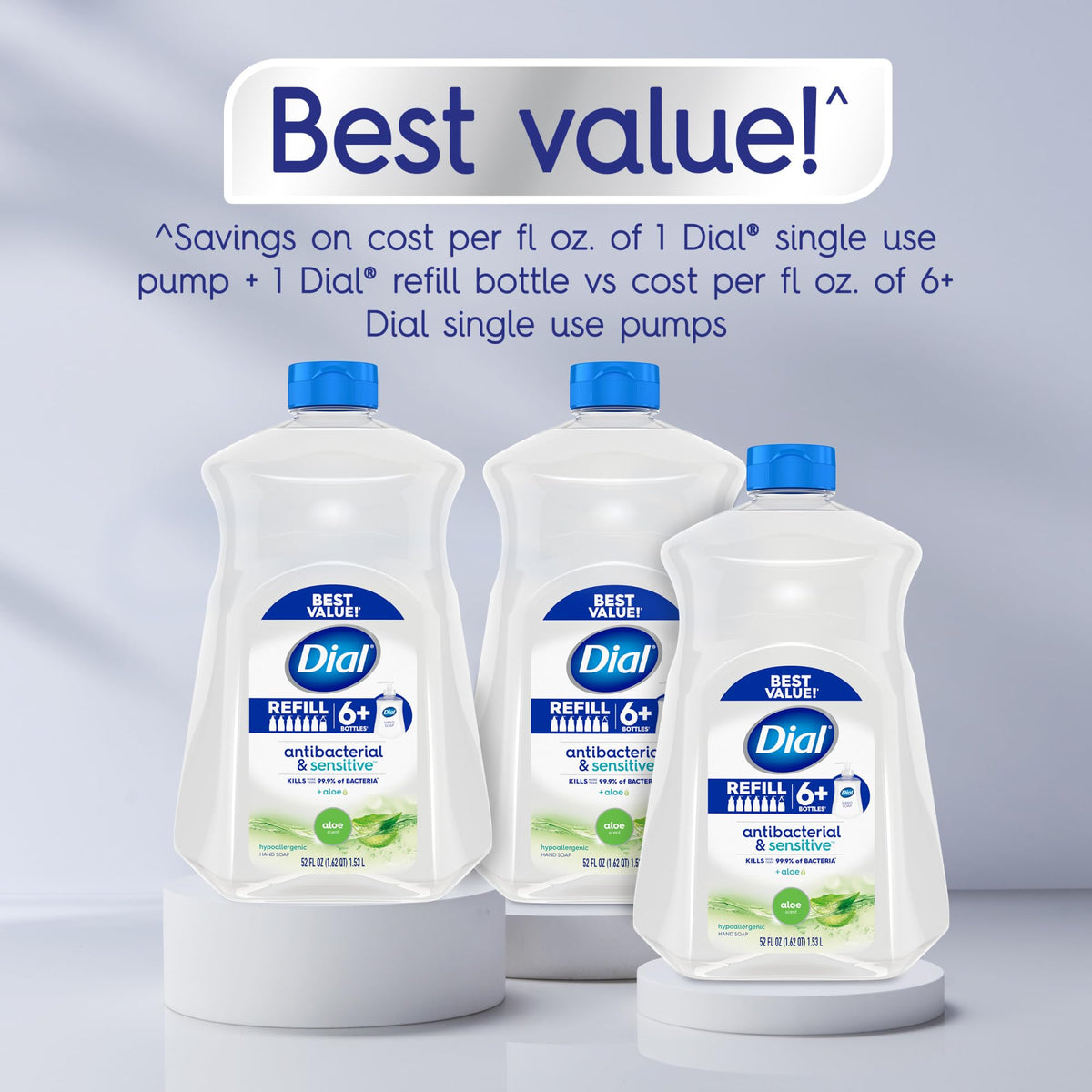 Dial creamy lather texture with aloe moisturizers for gentle cleansing