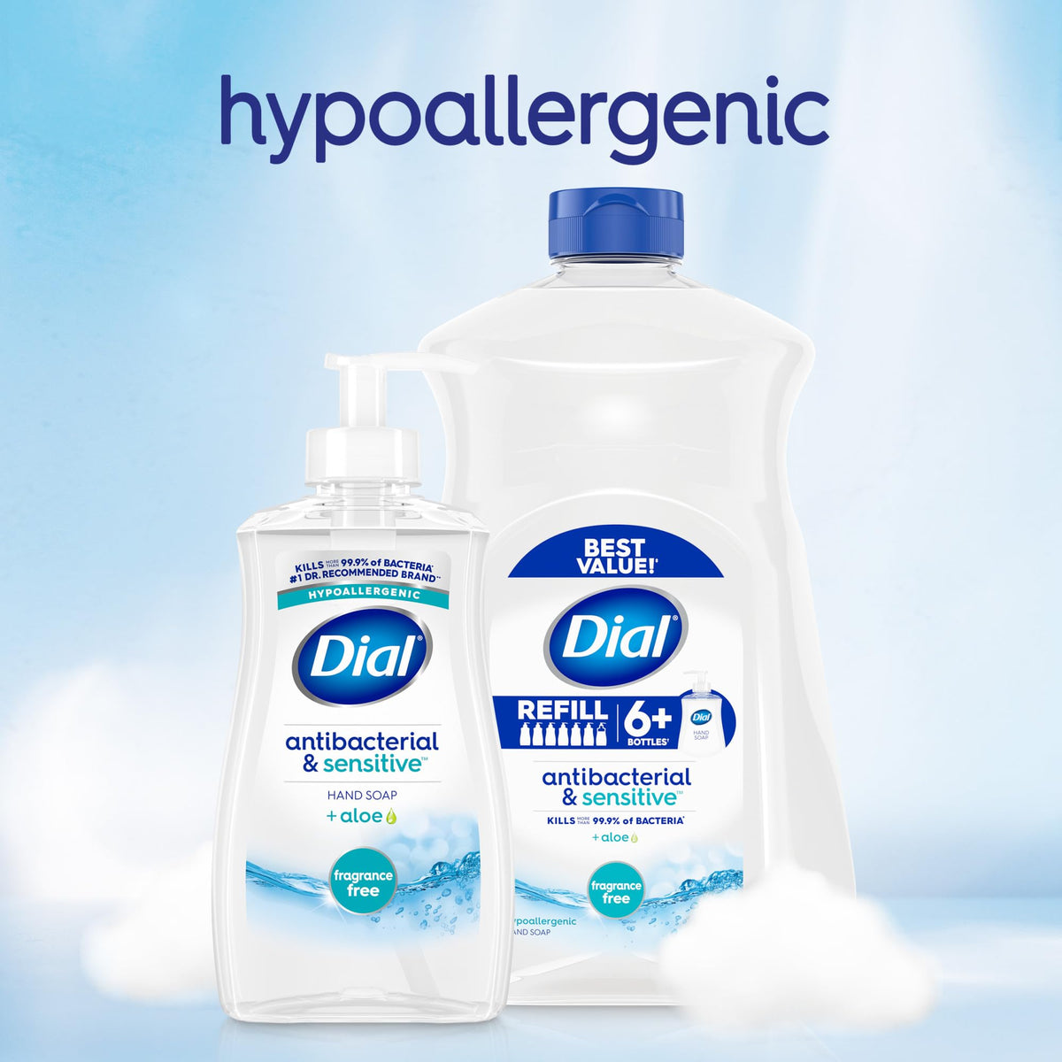 Dial bathroom lifestyle setting shows discreet scent-free hand care
