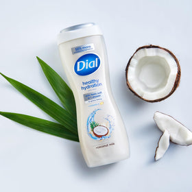Dial bottle with recycled plastic marking emphasizing sustainable packaging