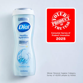 Dial bottle with recycled plastic mark signaling eco-friendly packaging