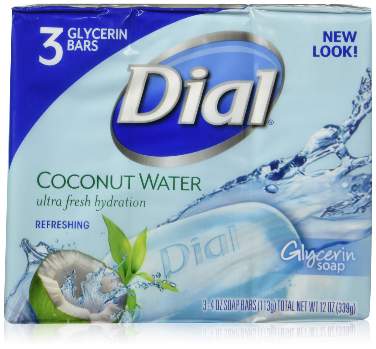 Dial soap front packaging shows trio of 4 oz bars, convenient pack and value