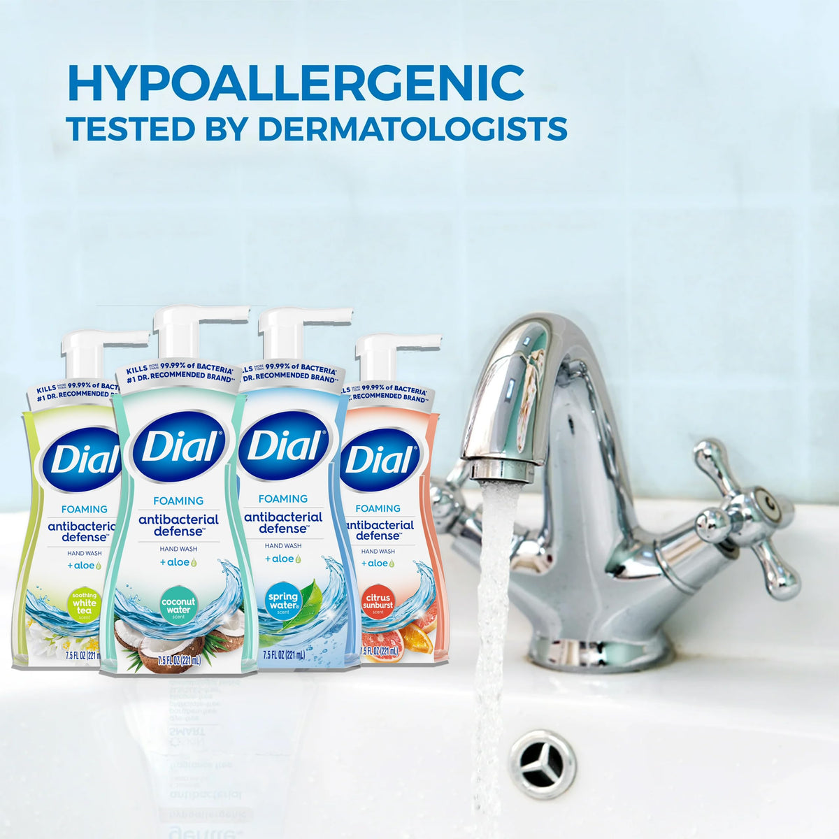 Dial Complete pump dispensing foam close-up highlighting easy-to-lather texture for faster cleansing