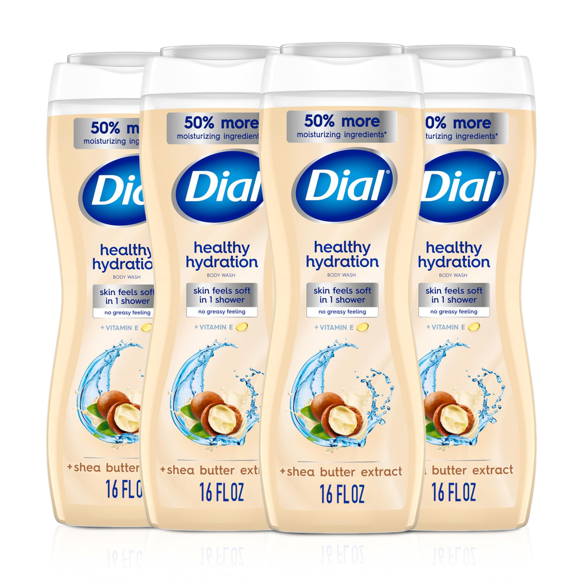 Dial front packaging 16oz showing label and easy-pour benefit