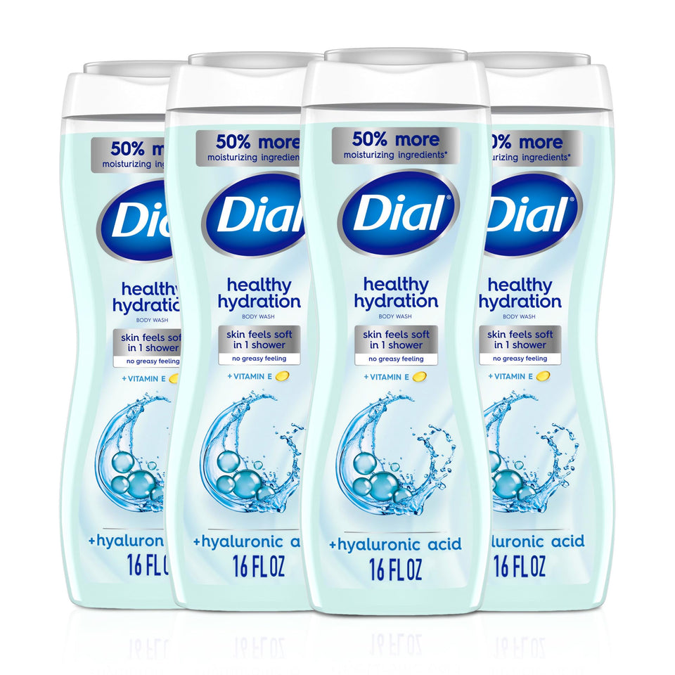 Dial front packaging four-pack showing value and convenience