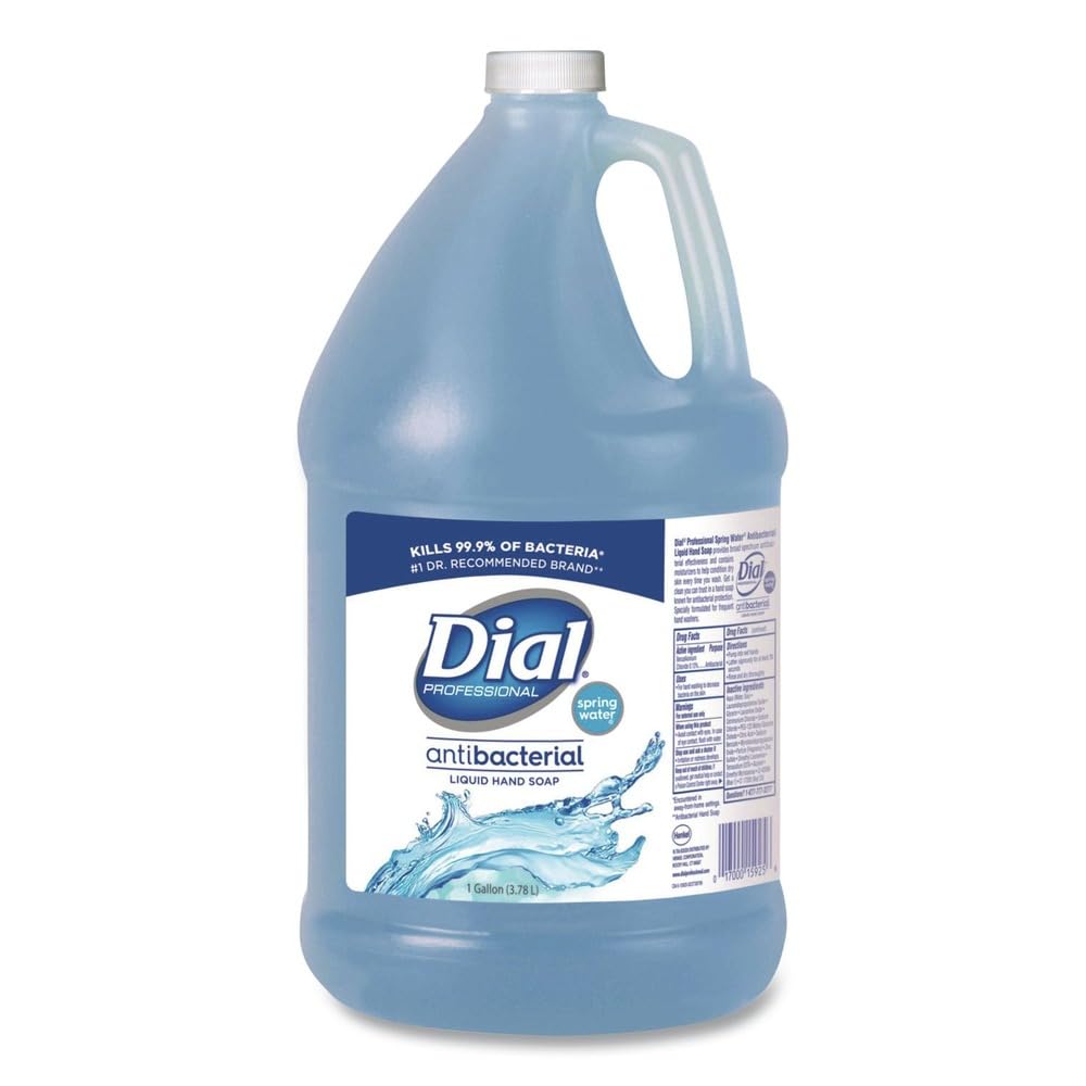 Dial front label on 1-gallon bottle showing product name and scent benefits