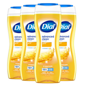 Dial front packaging showing Gold body wash and clear product benefit