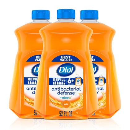 Dial gold scent front packaging showing large refill and convenience