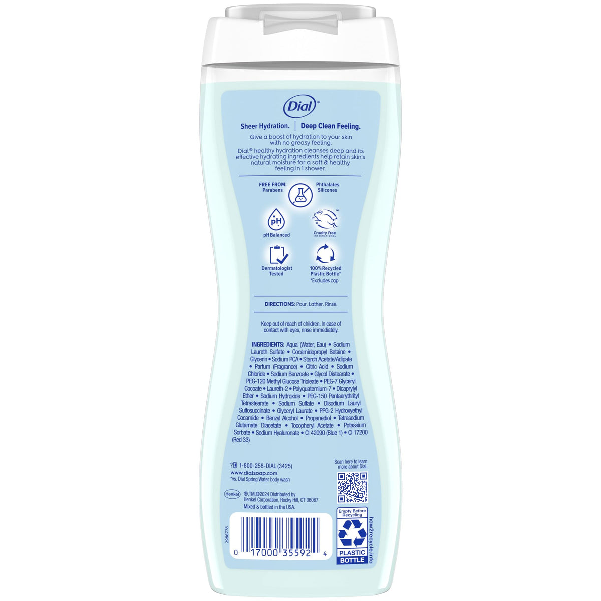 Dial body wash in use in shower demonstrating easy lathering