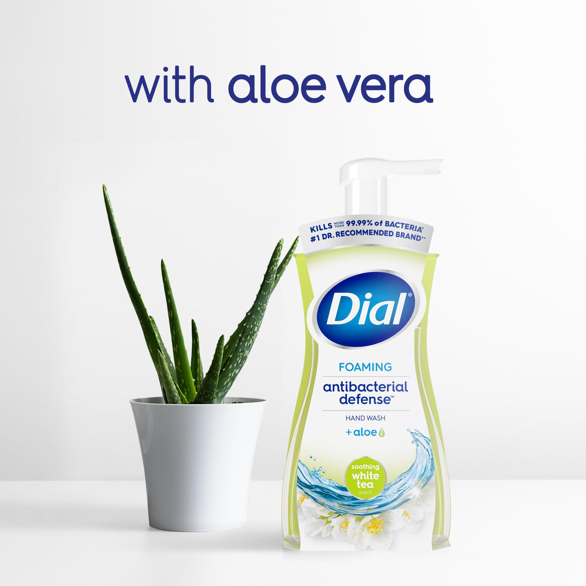 Dial aloe and water ingredient visual conveying moisturizing benefit