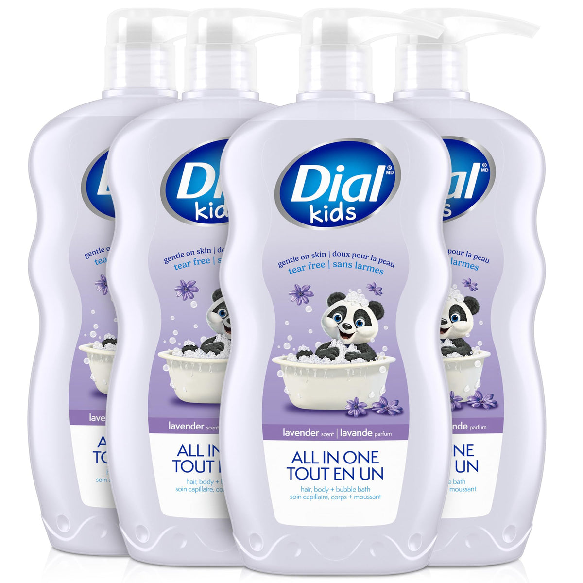 Dial bottle front packaging showing lavender scent and kid-friendly design benefit