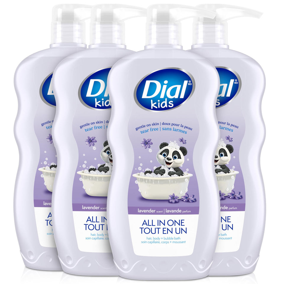Dial bottle front packaging showing lavender scent and kid-friendly design benefit