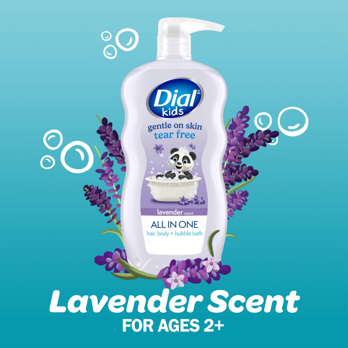 Close-up of Dial lavender lather showing rich foam for gentle cleansing benefit