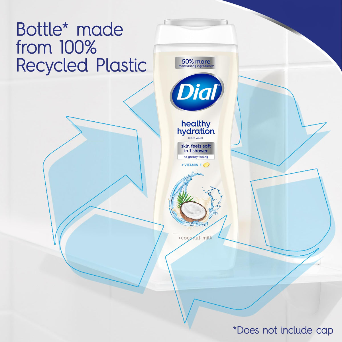 Dial product on bathroom vanity styled lifestyle scene for everyday use