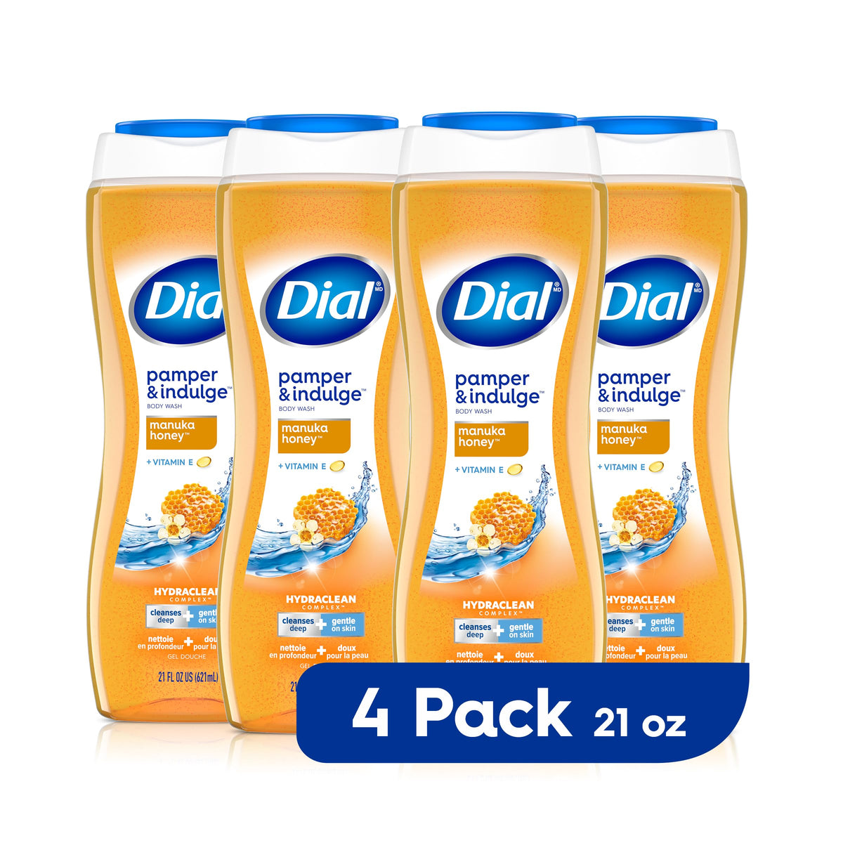 Dial bottle front packaging showing manuka honey scent and benefits