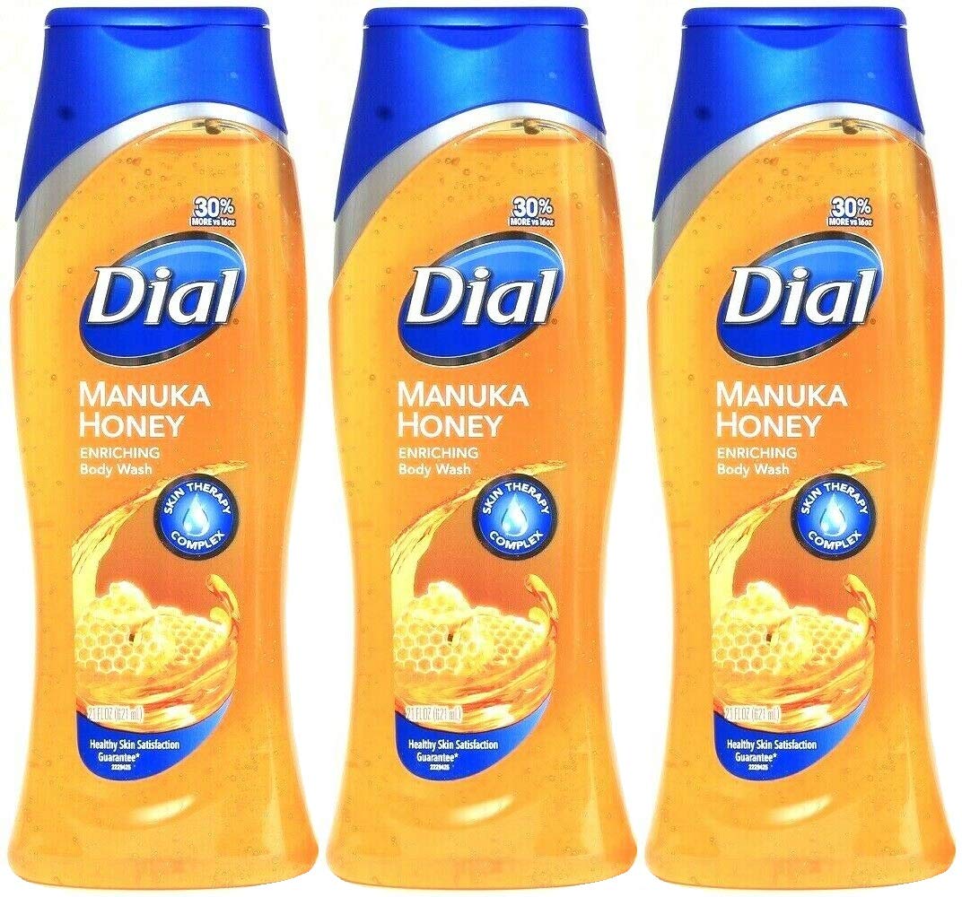 Dial Manuka Honey front bottle view shows nourishing formula and rich lather benefit