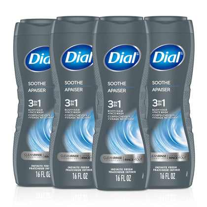 Dial men front packaging showing bottle and Infinite Fresh scent benefit