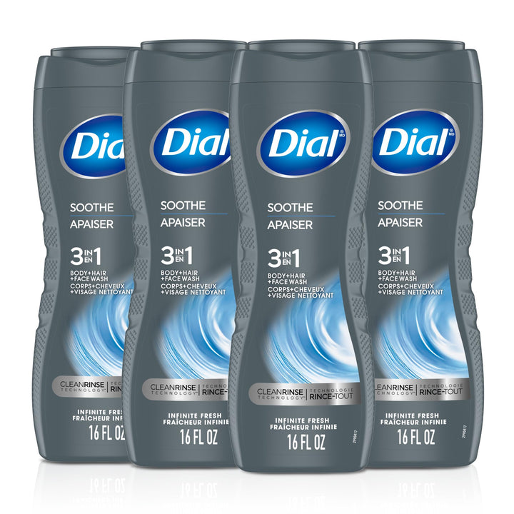 Dial men front packaging showing bottle and Infinite Fresh scent benefit