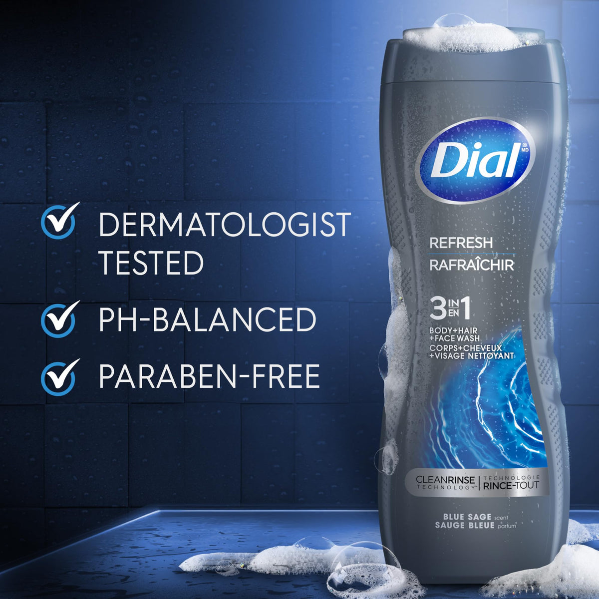 Close-up of Dial creamy lather texture demonstrating rich moisturizing foam