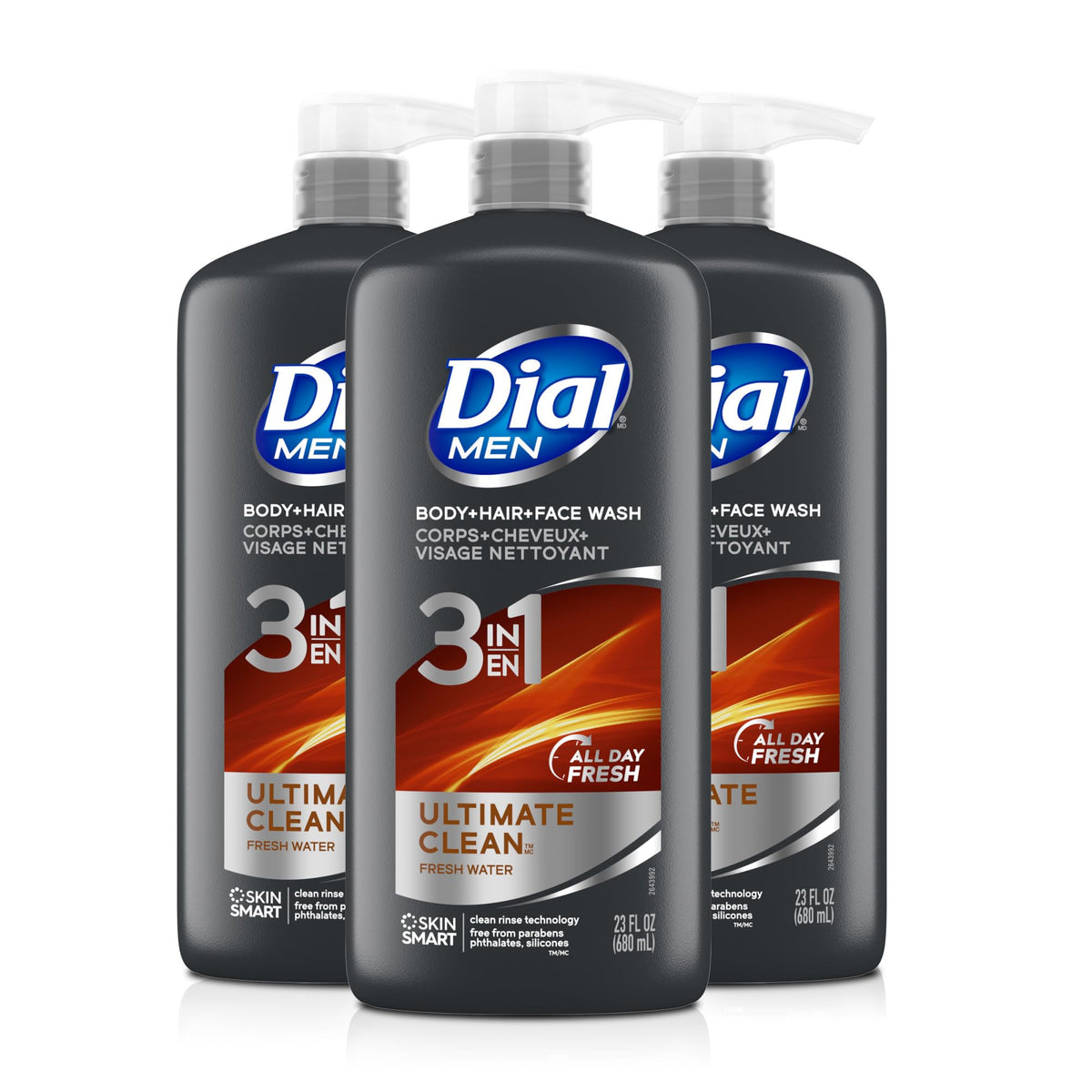 Dial front packaging showing bottle trio and refreshing aloe scent benefit