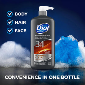 Dial in-use image of man in shower demonstrating quick three-in-one benefit