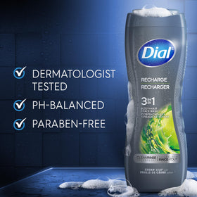 Man using Dial Men in shower for hair, face and body convenience