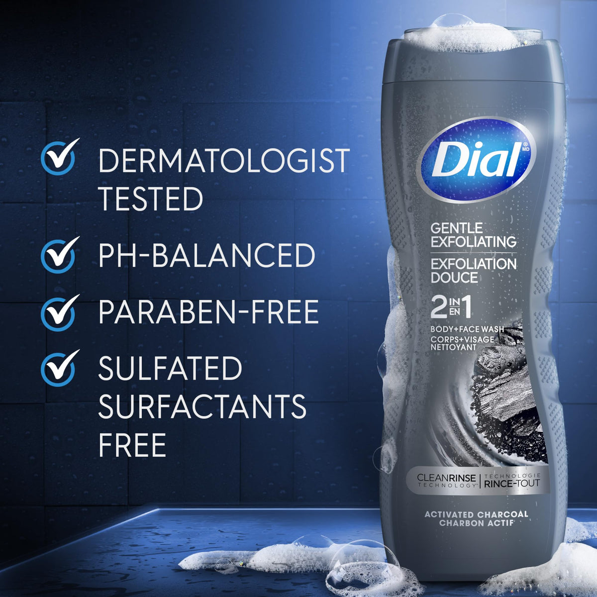 Dial hand lather demonstrating easy application and thorough cleanse