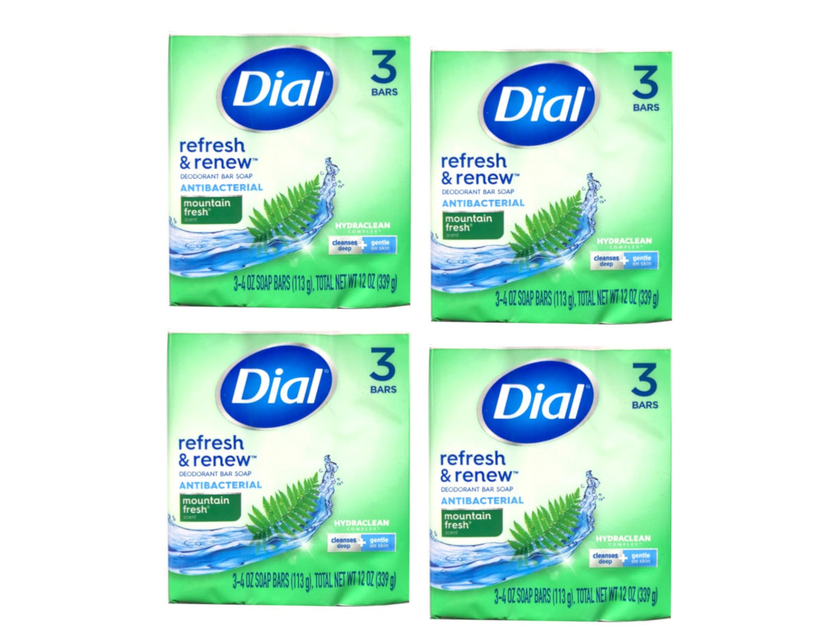 Dial bar soap front packaging shows brand and fresh scent benefit
